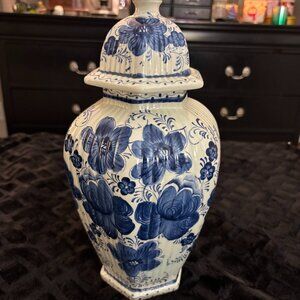 Vintage Lidded Vase Delft Blue